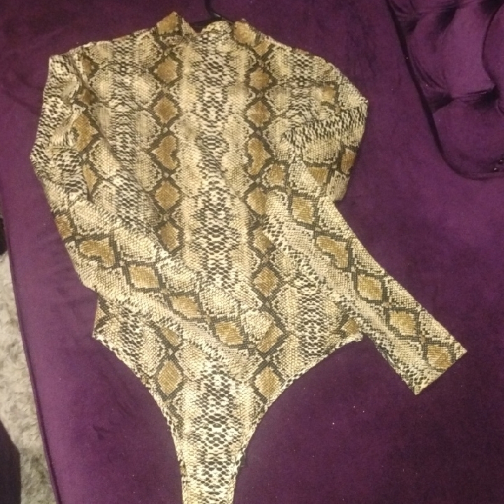Reptile Pattern Bodysuit - Brown and Black